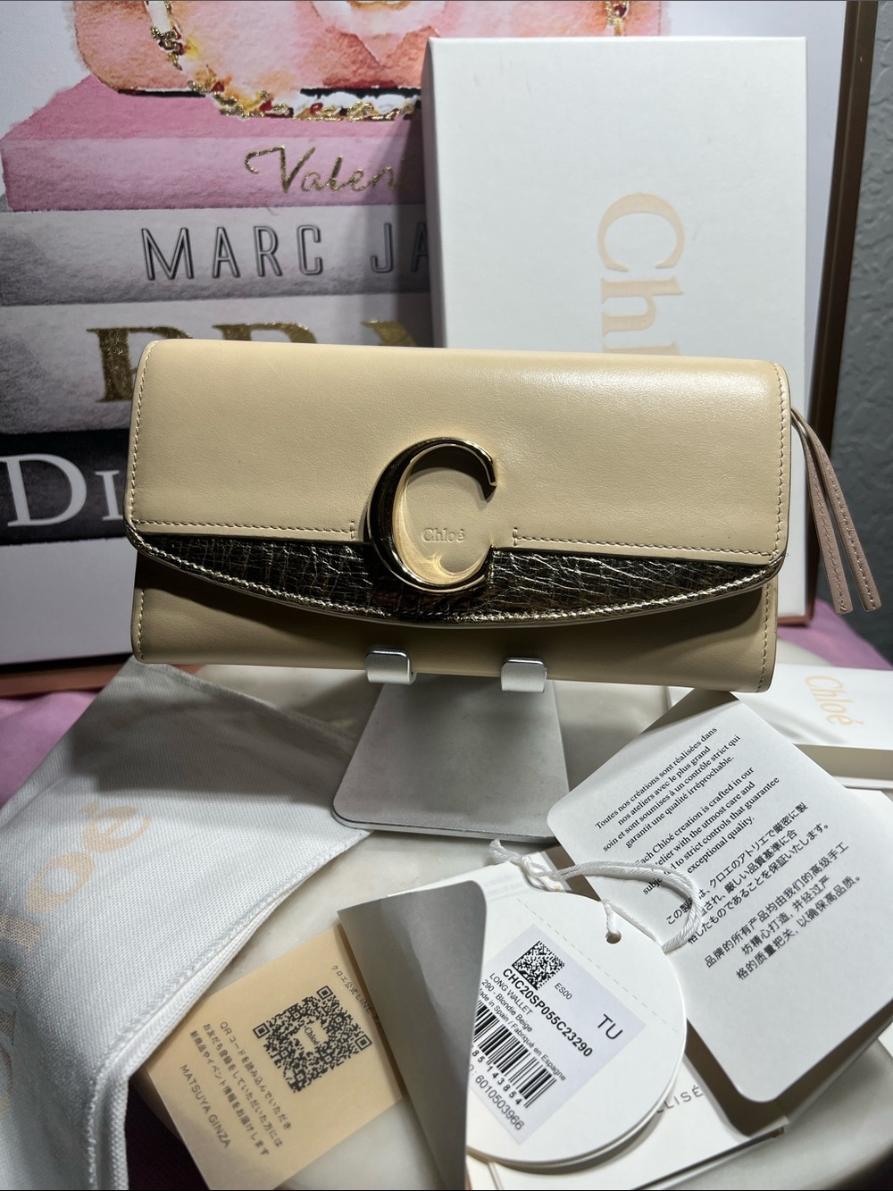 Chloé Long Wallet Blondi Beige and Gold Leather Full Inclusion Women's